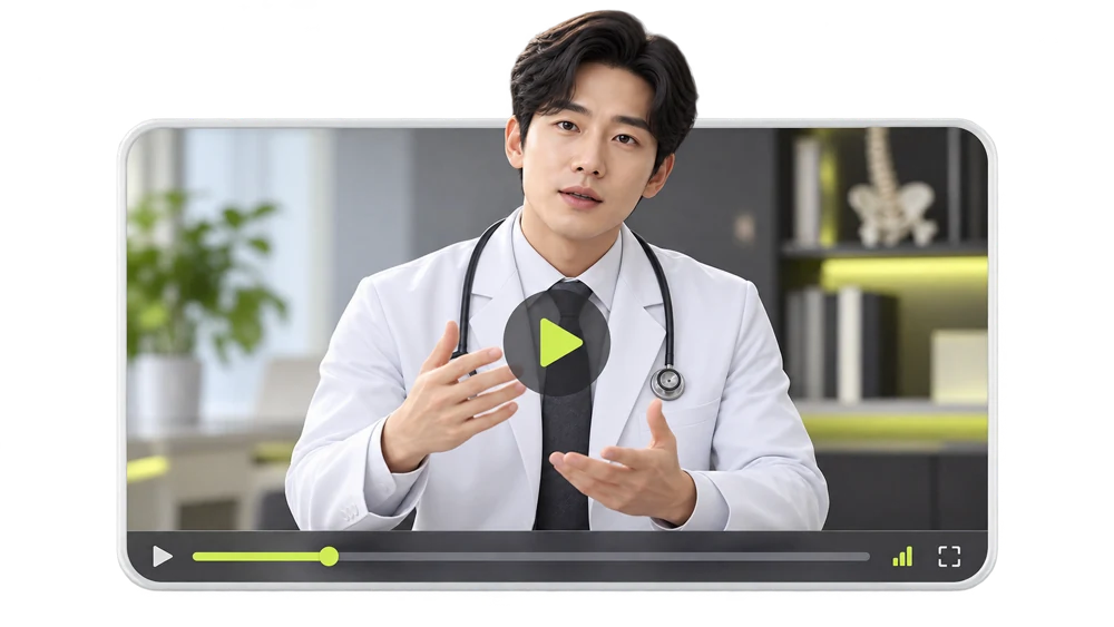 의사가 진료 방식을 설명하는 영상의 생성 일러스트